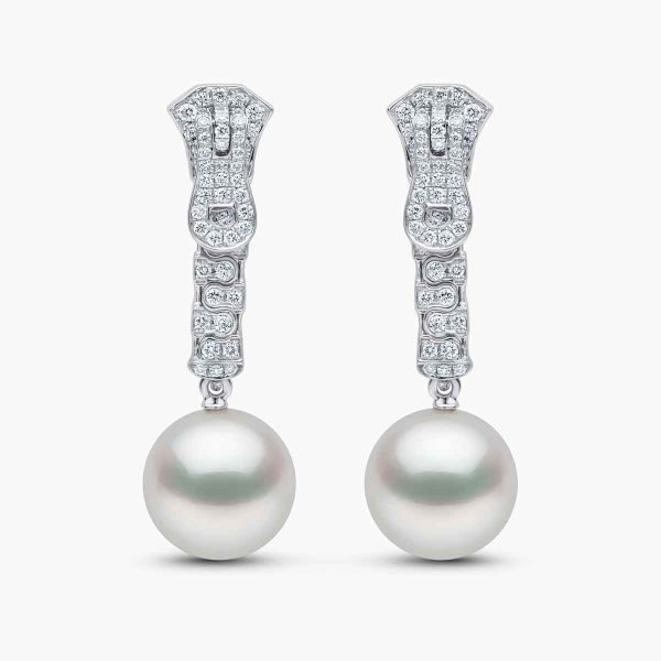 Zyyp 18K White Gold South Sea Pearl and Diamond Zip Earrings